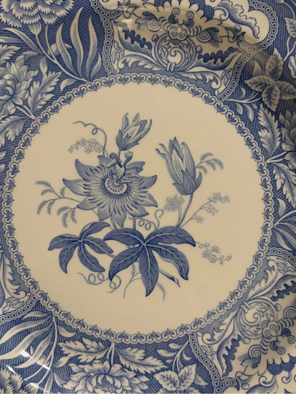 Spode Blue Room Floral Transferware Dinner Plate England 10.5”